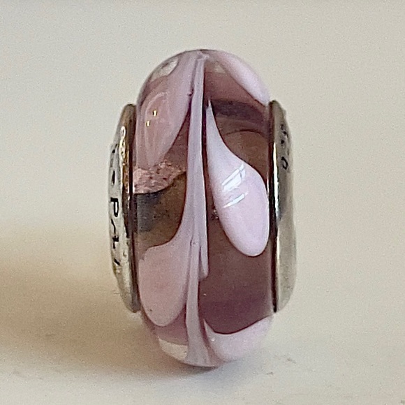 Pandora Retired Pink Swirly Swirl / Swirls Murano Glass Charm - Picture 1 of 6